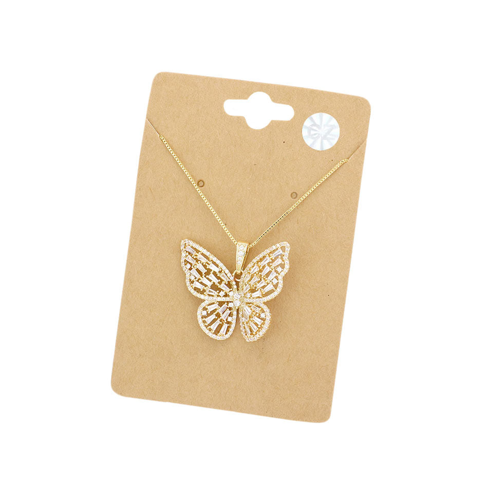 CZ Butterfly Pendant Necklace by Madeline Love