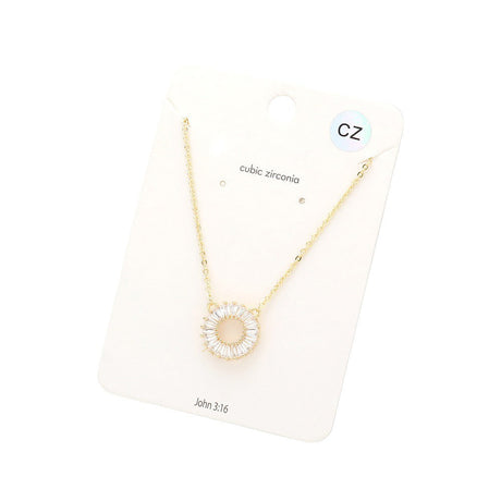 CZ Embellished Open Circle Pendant Necklace by Madeline Love