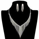 Chevron Accented Rhinestone Pave Fringe Necklace by Madeline Love