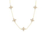 Multi Pave X Baguette Four Leaf Flower Necklace by By Adina Eden