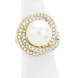 Crystal Trim Pearl Stretch Ring by Madeline Love