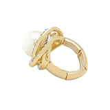 Crystal Trim Pearl Stretch Ring by Madeline Love