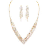 Crystal Rhinestone Pave Collar Necklace Clip on Earring Set by Madeline Love