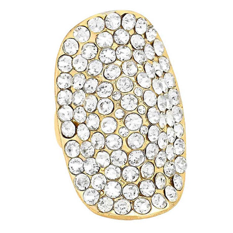 Crystal Rhinestone Pave Stretch Cocktail Ring by Madeline Love