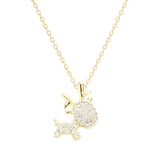 Gold Dipped CZ Reindeer Pendant Necklace by Madeline Love