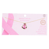 Gold Dipped Enamel Anchor Pink Ribbon Pendant Necklace by Madeline Love