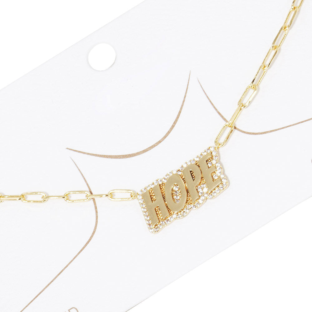 Gold Dipped Hope Message Pendant Necklace by Madeline Love