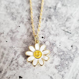 Gold Enamel Daisy Necklace by Salt and Sparkle