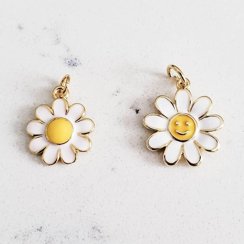 Gold Enamel Daisy Necklace by Salt and Sparkle