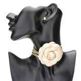 Faux Leather Flower Wrapped Choker Jewelry Set by Madeline Love