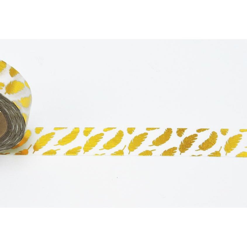 Gold Feather Washi Tape in Metallic | Gift Wrapping and Craft Tape by The Bullish Store