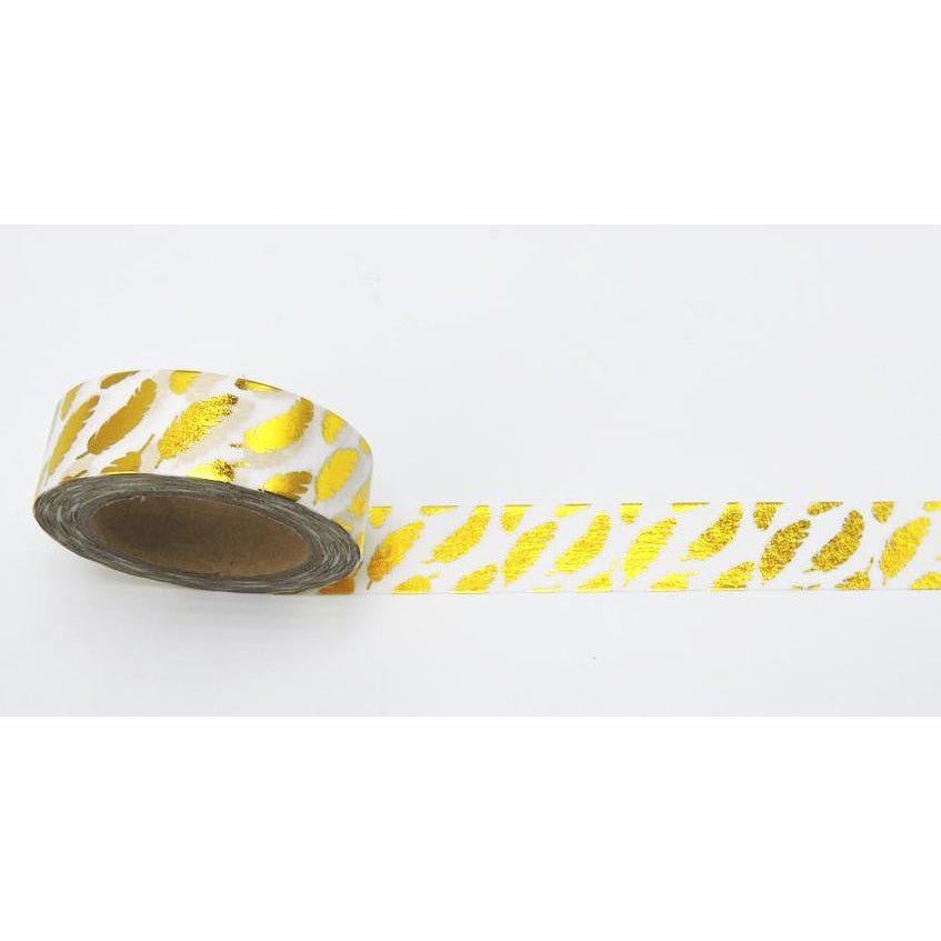 Gold Feather Washi Tape in Metallic | Gift Wrapping and Craft Tape by The Bullish Store