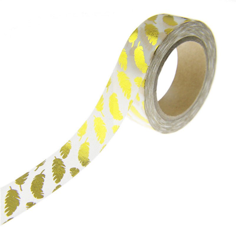 Gold Feather Washi Tape in Metallic | Gift Wrapping and Craft Tape by The Bullish Store