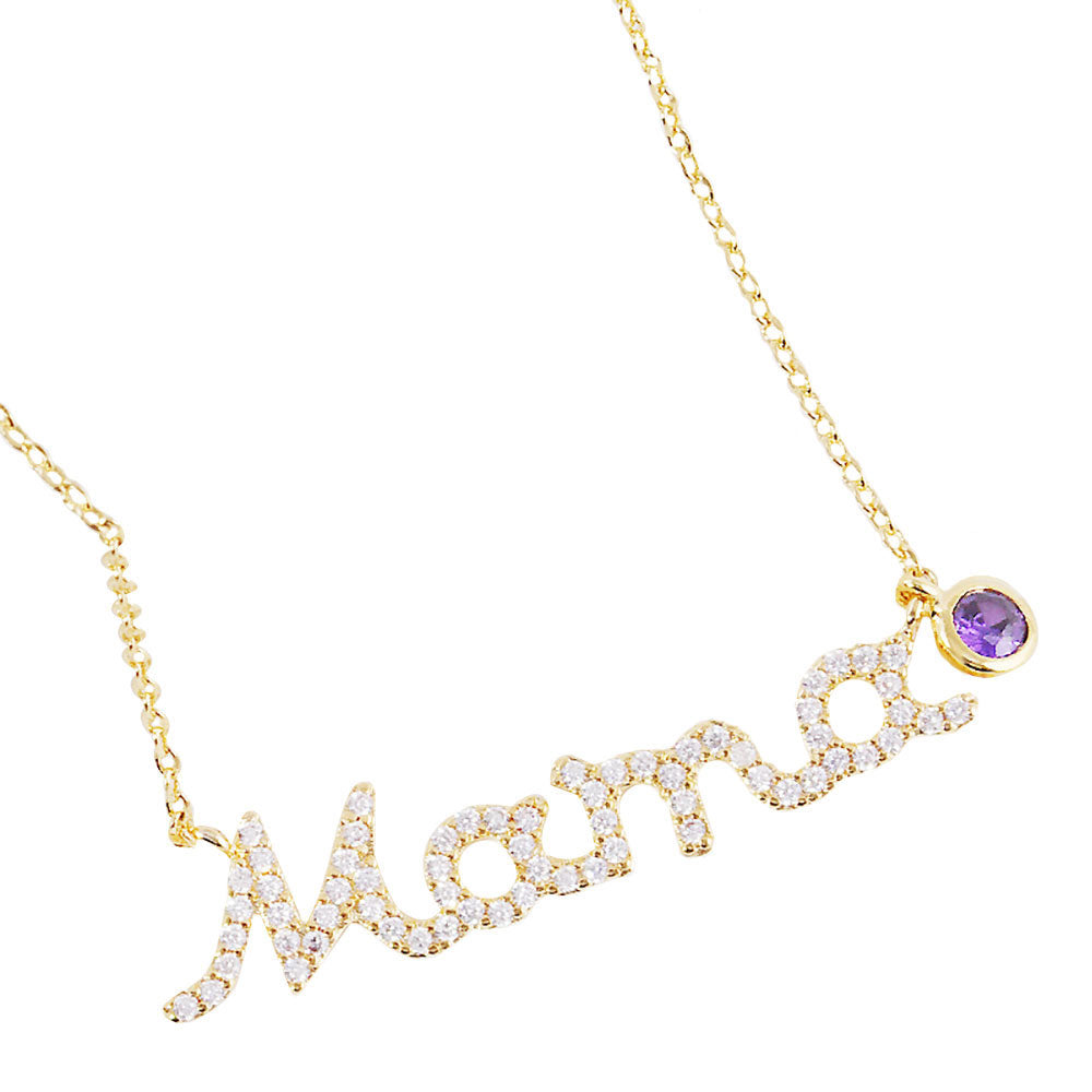 February Birthstone MAMA Message Pendant Necklace by Madeline Love