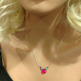 Gold Filled Turquoise and Pink Gemstone Drop Necklace by Alexa Martha Designs