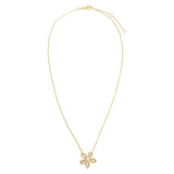 Pave X Baguette Fancy Flower Pendant Necklace by By Adina Eden