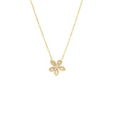 Pave X Baguette Fancy Flower Pendant Necklace by By Adina Eden