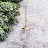 Gold Giant Quartz Crystal Necklace by Salt and Sparkle