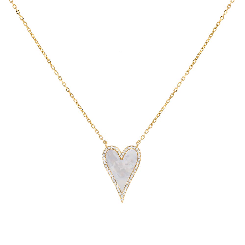 Elongated Pavé Heart Necklace by By Adina Eden