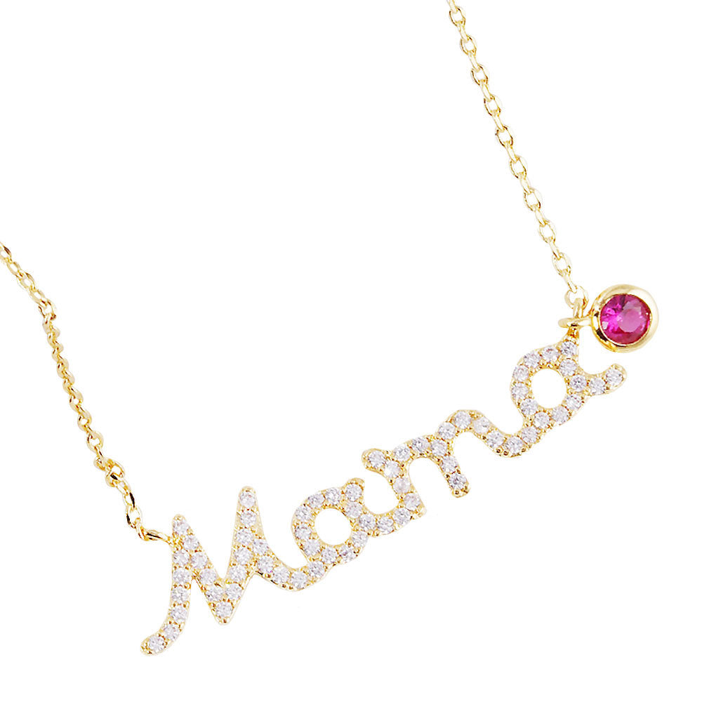 July Birthstone MAMA Message Pendant Necklace by Madeline Love