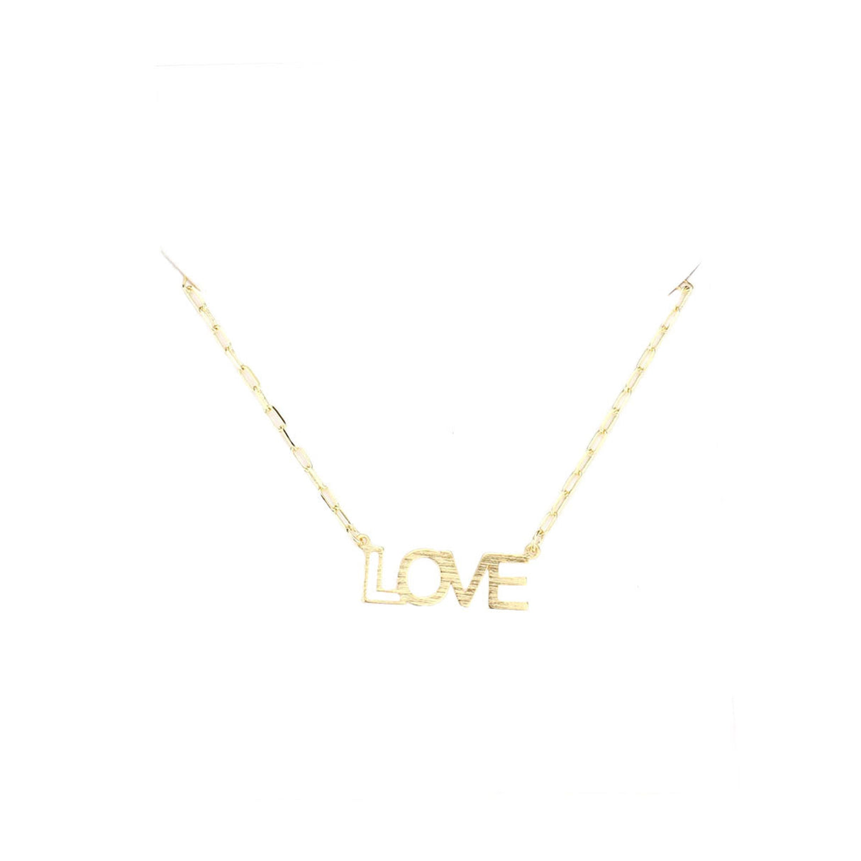 LOVE Brass Metal Message Pendant Necklace by Madeline Love