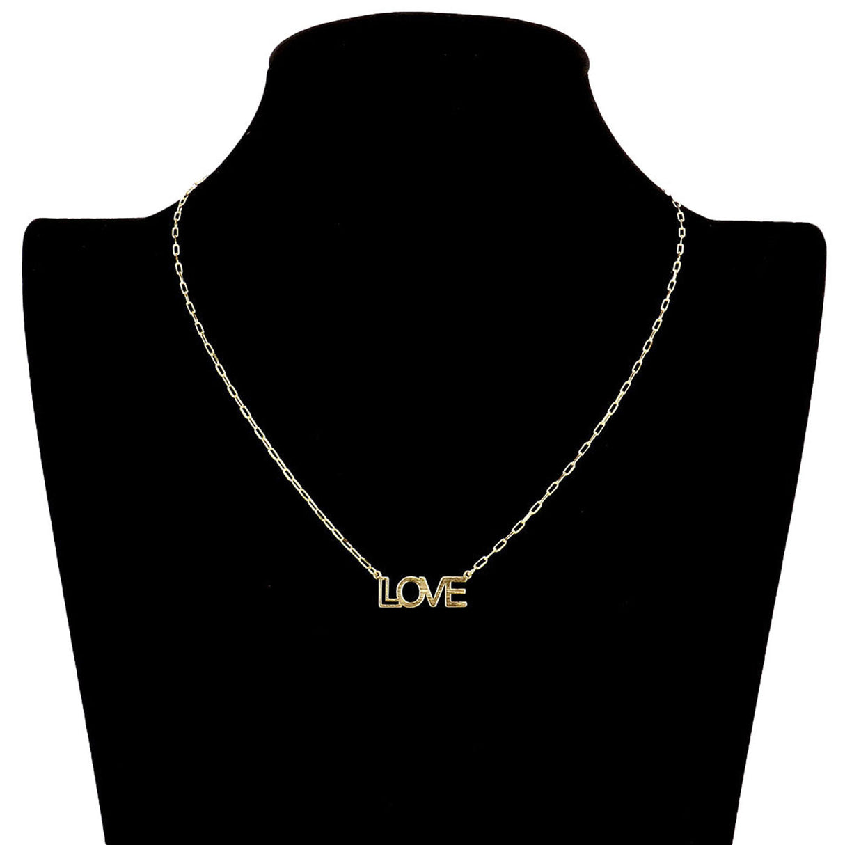 LOVE Brass Metal Message Pendant Necklace by Madeline Love