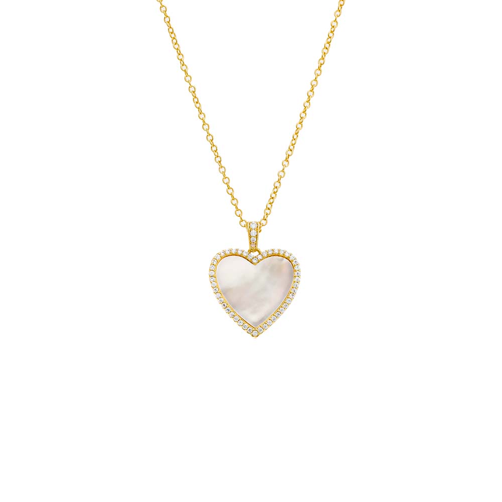 Pave Outlined Stone Heart Pendant Necklace by By Adina Eden