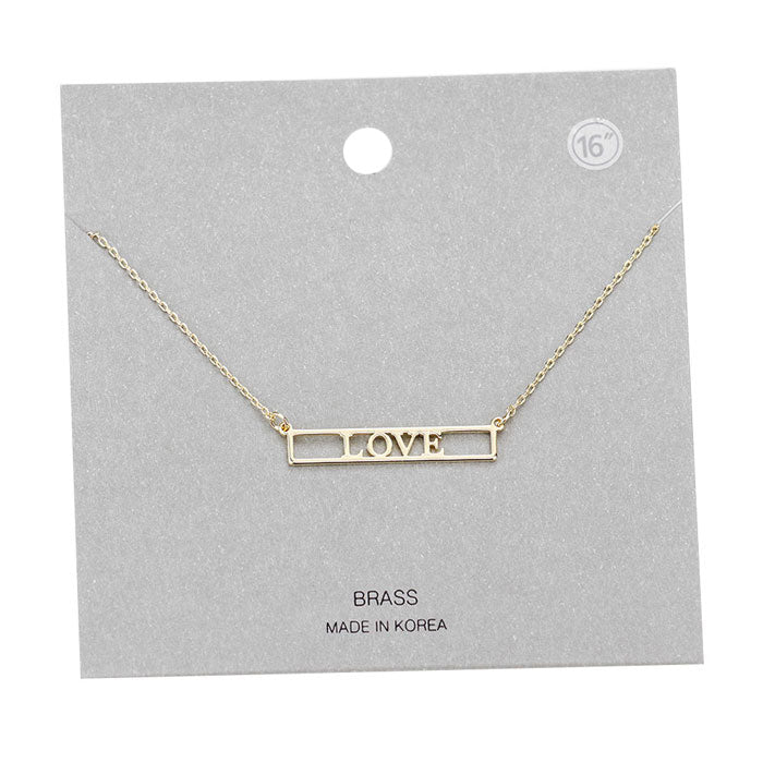 Love Brass Metal Pendant Necklace by Madeline Love