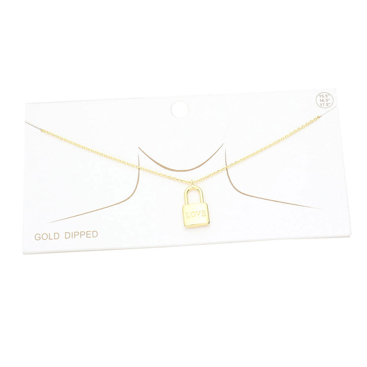 Love White Gold Dipped Metal Lock Pendant Necklace by Madeline Love