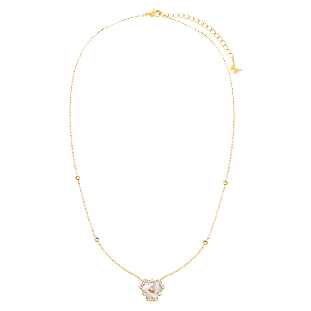 Pave Fancy Stone Flower Bezel Necklace by By Adina Eden