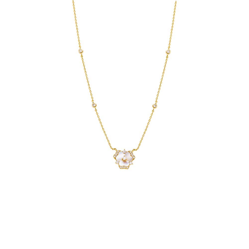 Pave Fancy Stone Flower Bezel Necklace by By Adina Eden