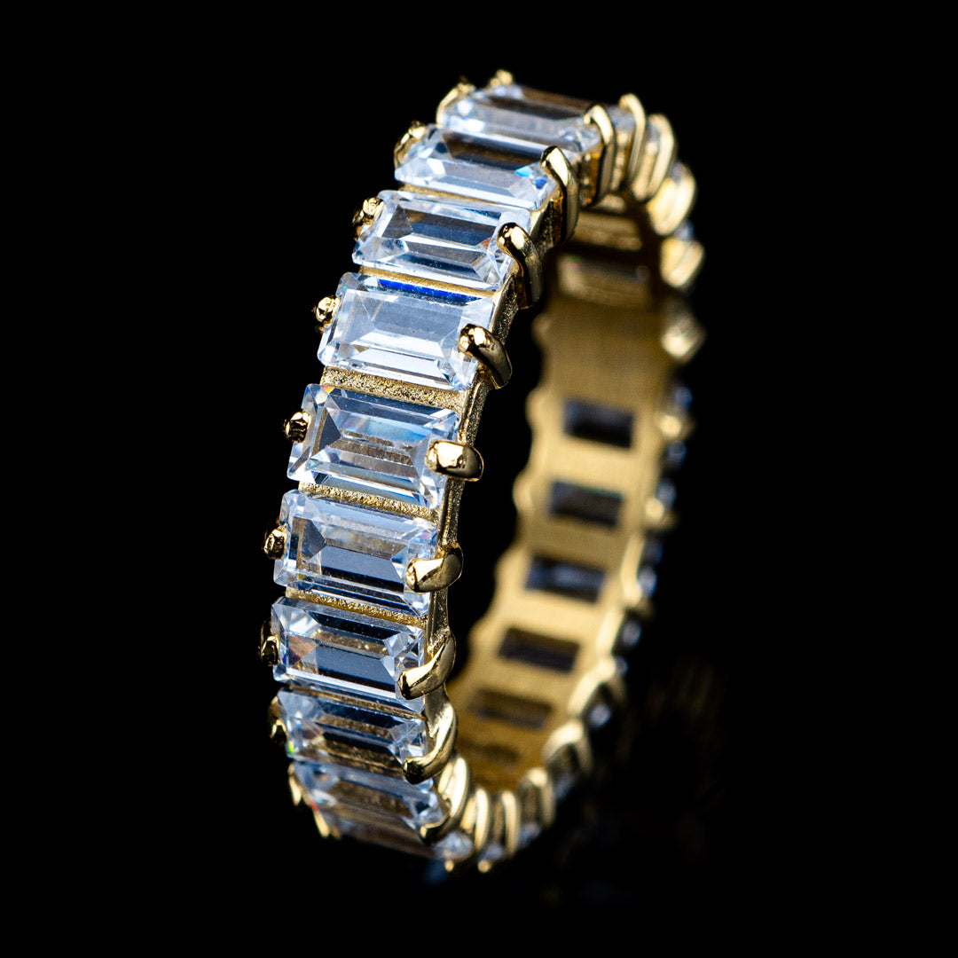 Diamond Baguette Cut Eternity Ring in Yellow Gold by Custom Gold Grillz