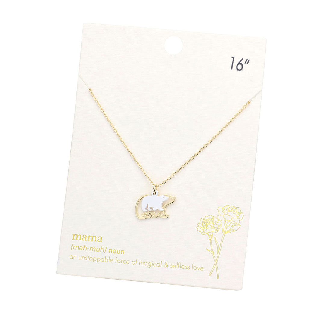 Metal Mama Mini Bear Pendant Necklace by Madeline Love