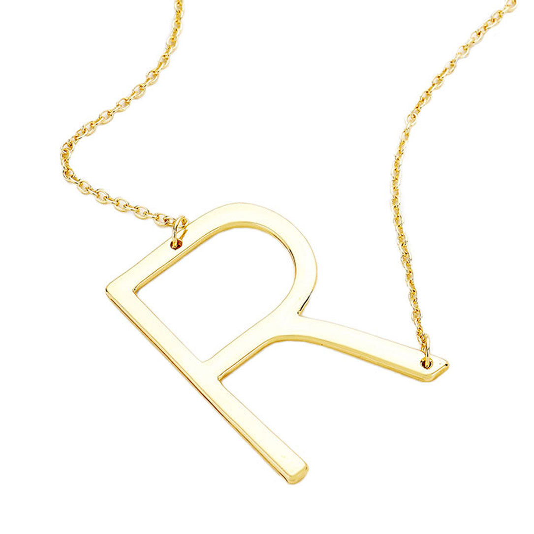 R Monogram Metal Pendant Necklace by Madeline Love