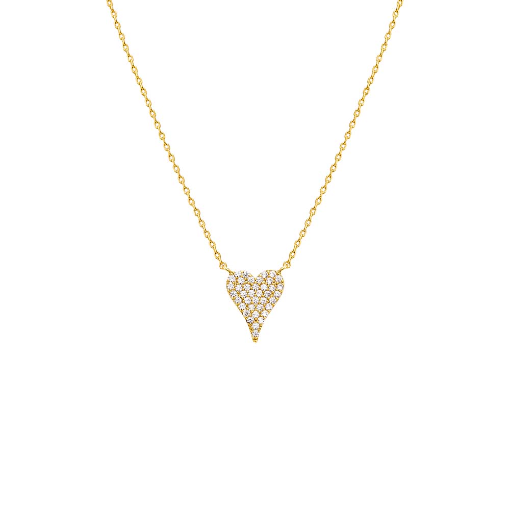 Pave CZ Elongated Heart Necklace by By Adina Eden