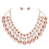 Crystal Pave Trim Round Evening Necklace Earring Set by Madeline Love