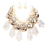 Pearl Chunky Lucite Cord Braided Statement Necklace by Madeline Love