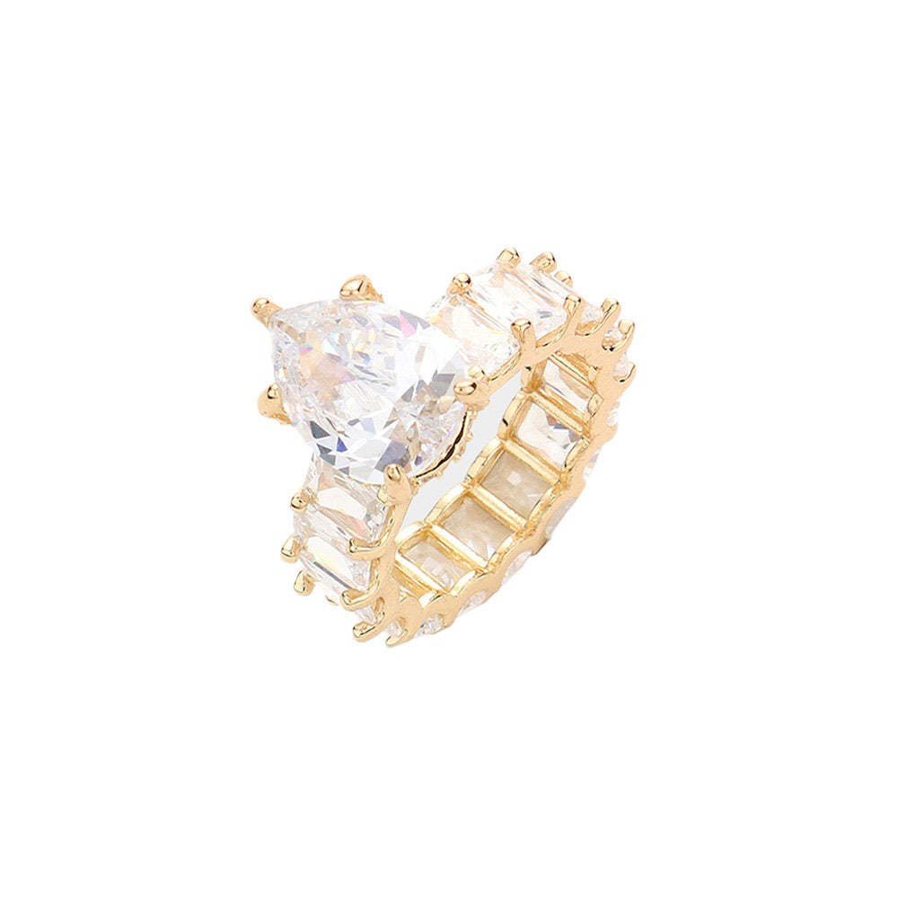 Rectangle Stone Accented Baguette Stone Band Ring by Madeline Love