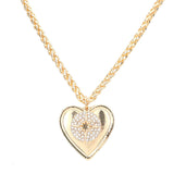 Rhinestone Embellished Star Metal Heart Pendant Necklace by Madeline Love