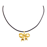 Solid Bow Tie Rope Pendant Necklace by By Adina Eden