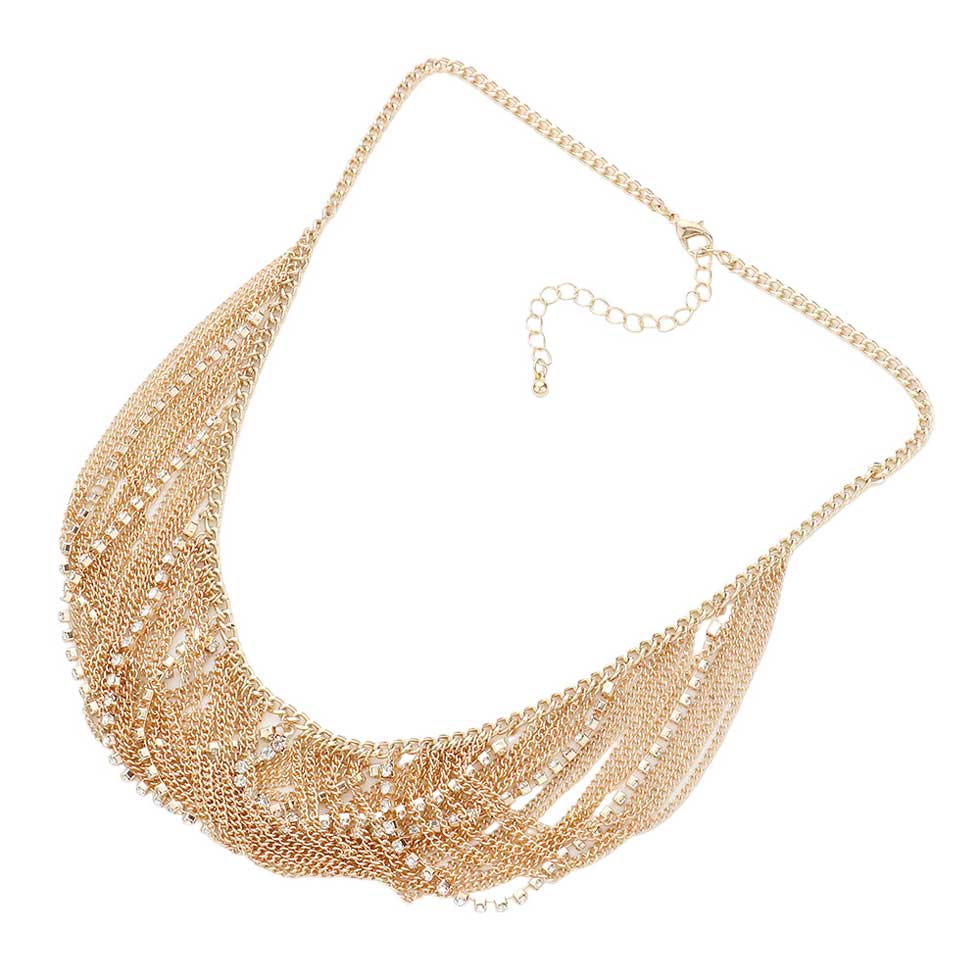 Secret Box Draped Stone Metal Chain Bib Necklace by Madeline Love