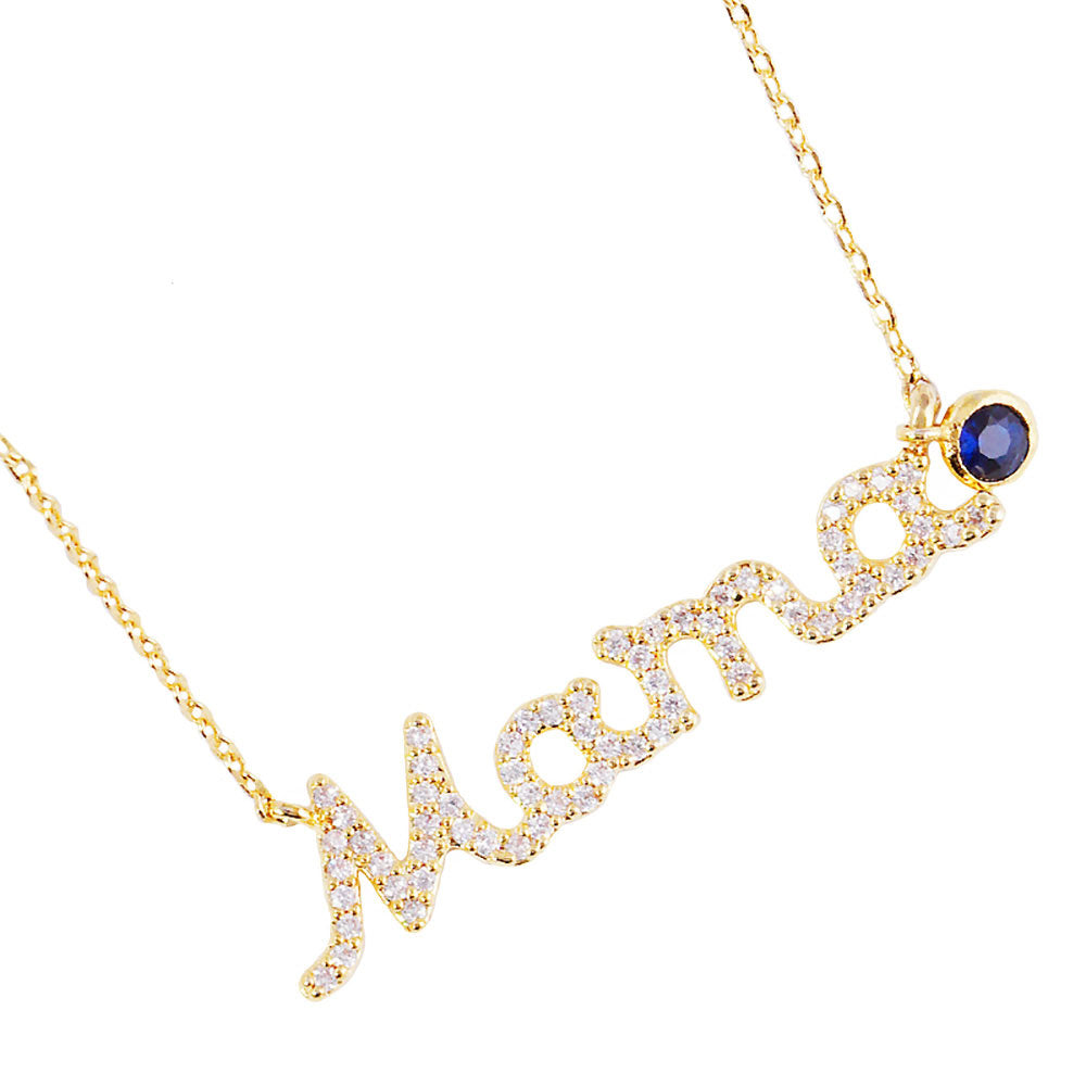 September Birthstone MAMA Message Pendant Necklace by Madeline Love