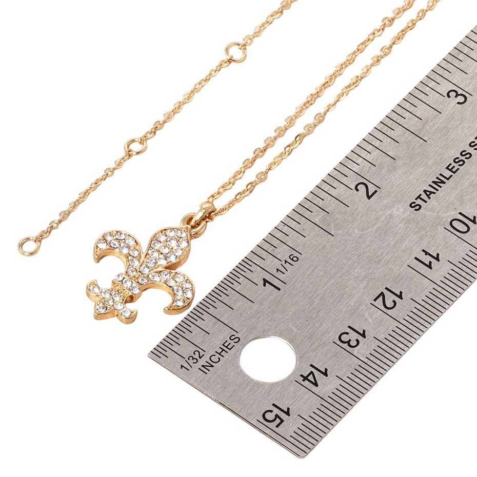 Stone Paved Fleur de Lis Pendant Necklace by Madeline Love