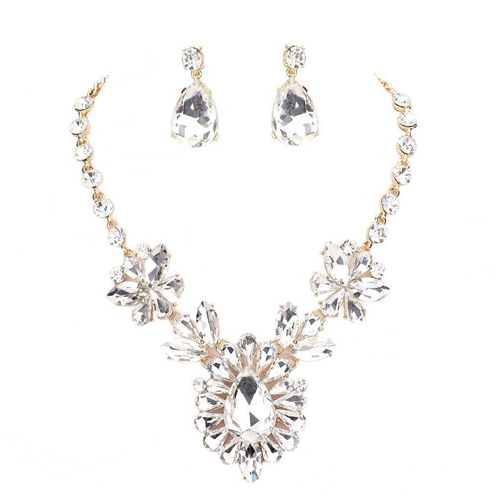 Teardrop Stone Cluster Evening Necklace by Madeline Love