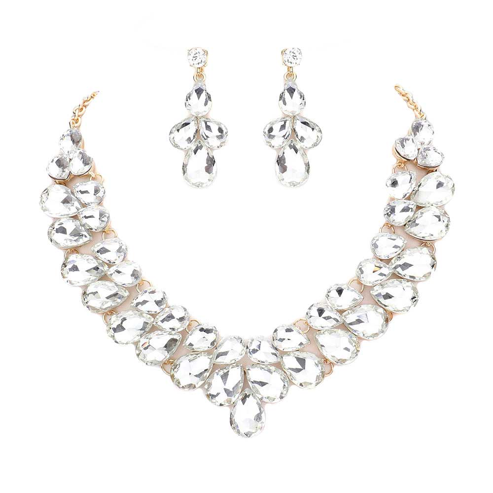 Teardrop Stone Cluster Evening Necklace by Madeline Love