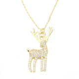 White Gold Dipped CZ Reindeer Pendant Necklace by Madeline Love