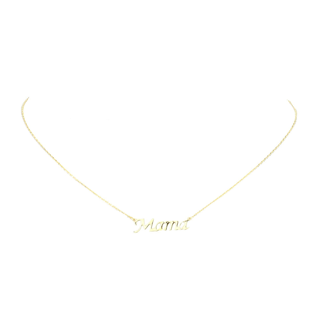 White Gold Dipped Mama Metal Message Pendant Necklace by Madeline Love