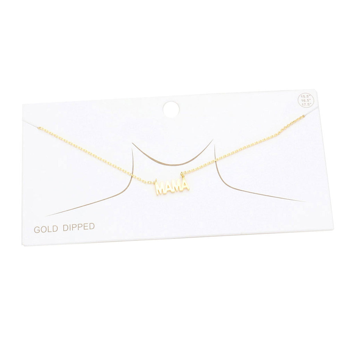 White Gold Dipped Metal MAMA Message Pendant Necklace by Madeline Love