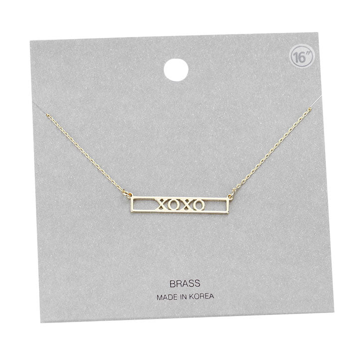 Xoxo Brass Metal Pendant Necklace by Madeline Love