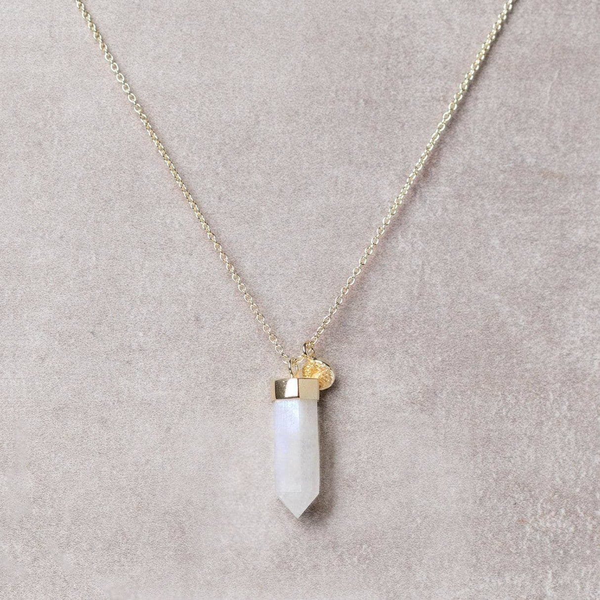 Rainbow Moonstone Crystal Point Necklace by Tiny Rituals